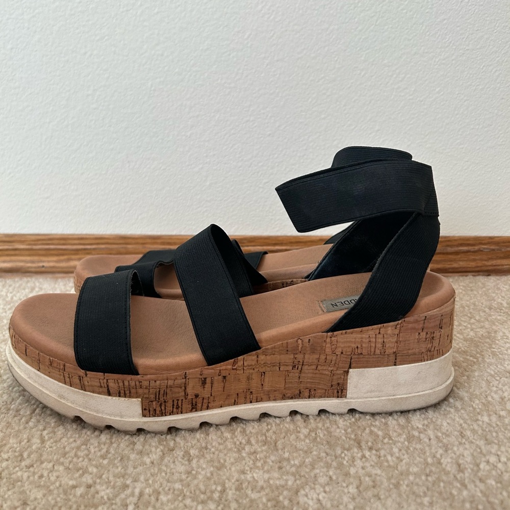 Steve Madden Black Wedge Sandals